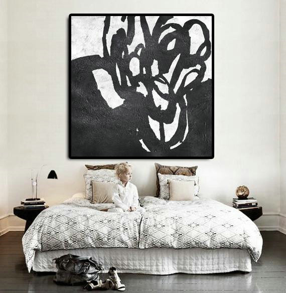 Extra Large Painting,Oversized Minimal Black And White Painting,Original Abstract Painting Canvas Art #O7I3